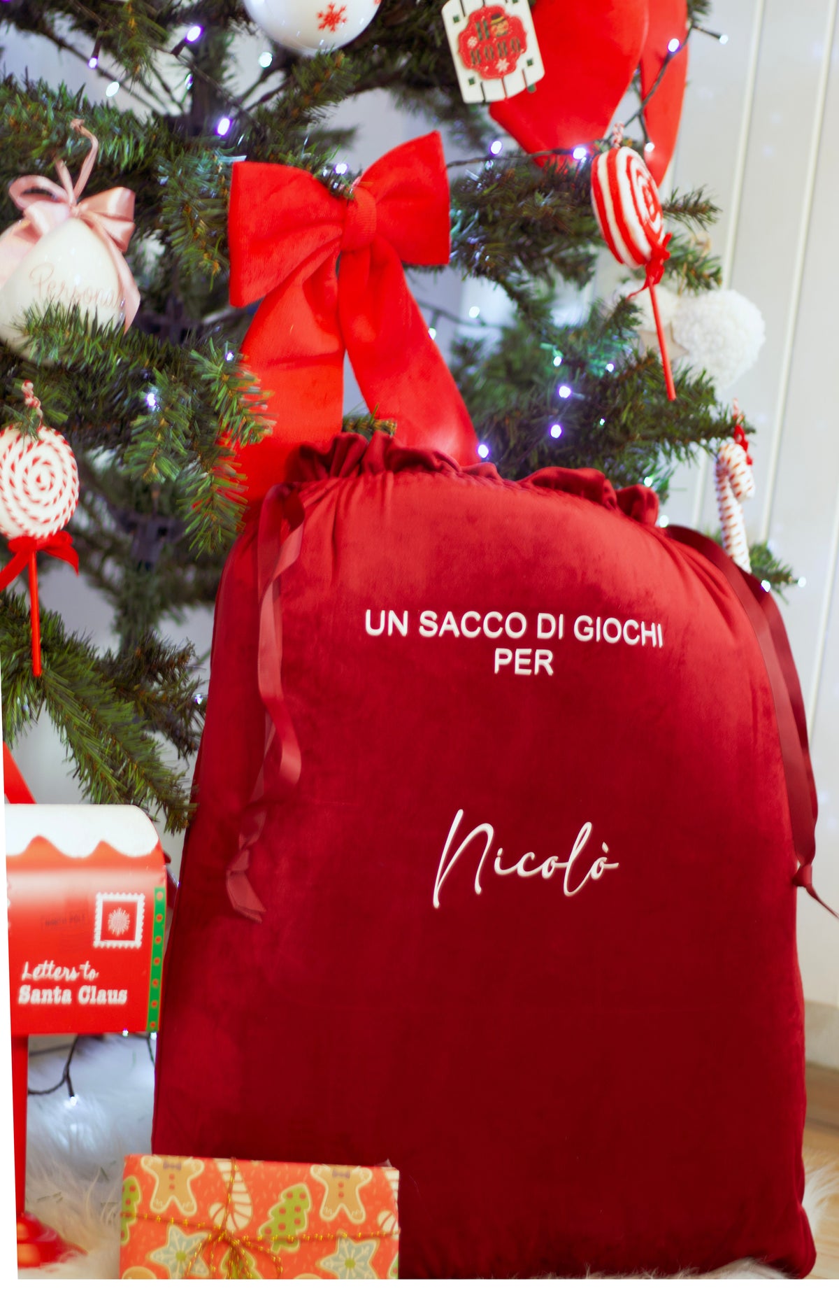 Sacco di Babbo Natale per i giochi e regali in velluto