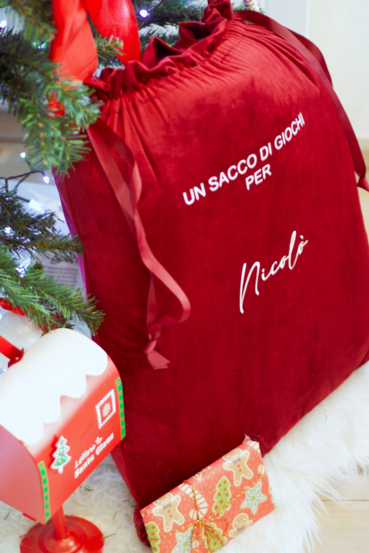 Sacco di Babbo Natale per i giochi e regali in velluto