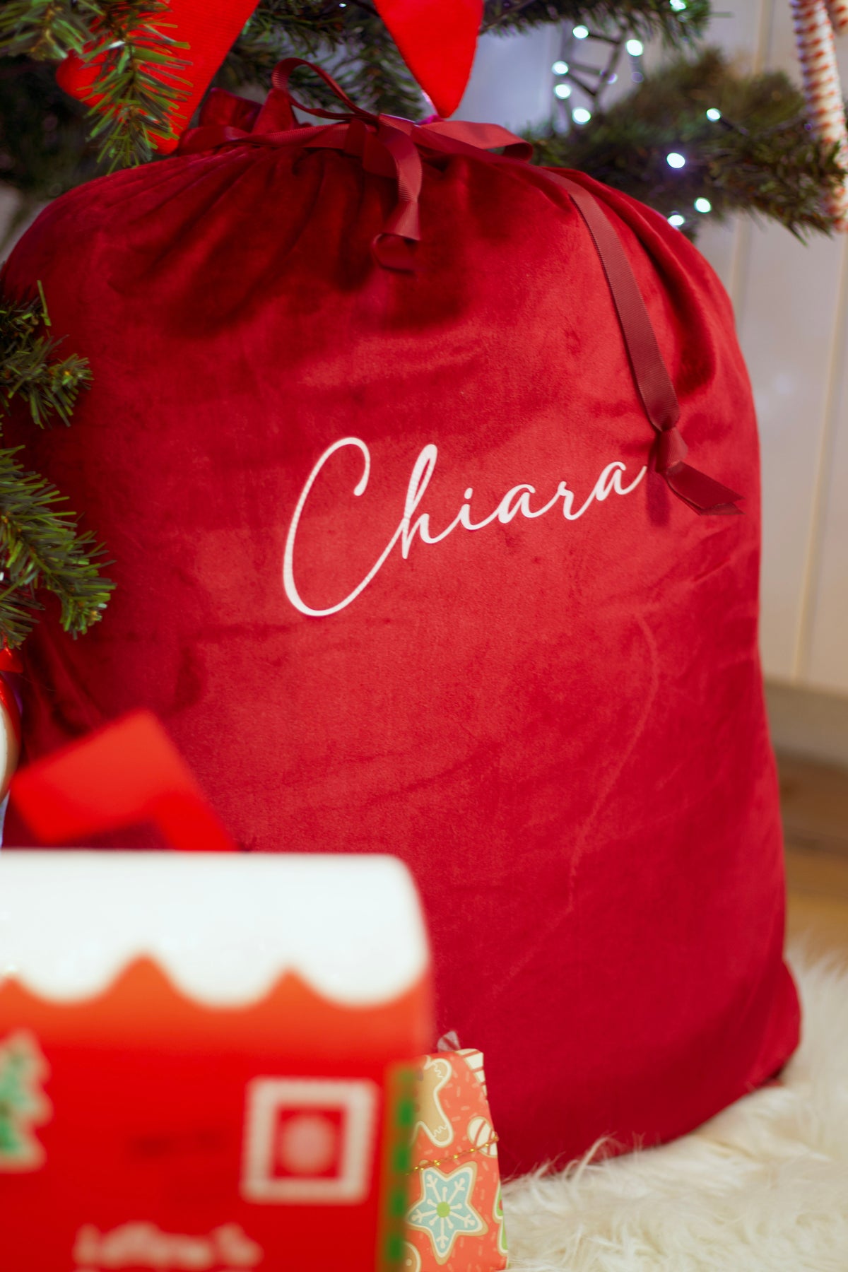Sacco di Babbo Natale per i giochi e regali in velluto